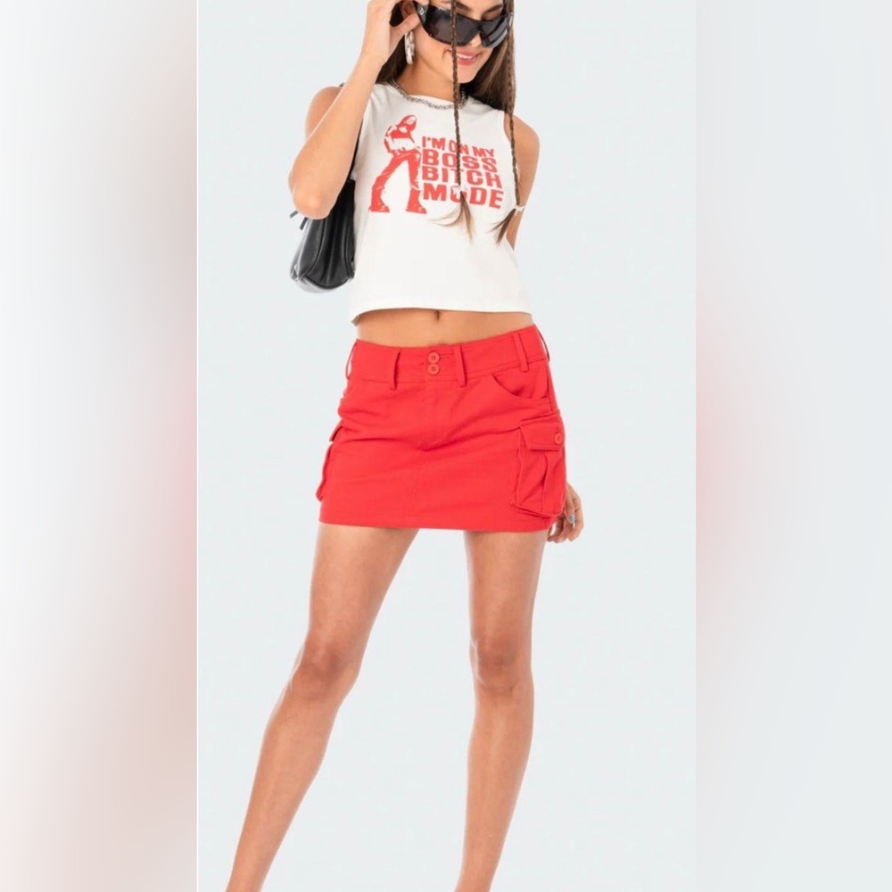 Edikted red mini skirt
